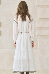Contrast Embroidery Maxi Dress