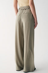 Hand-Braided Rope Waist Wide-Leg Pants
