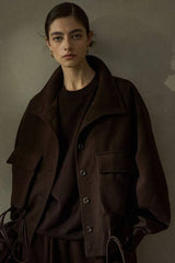 Stand-Up Collar Drawstring Short Jacket