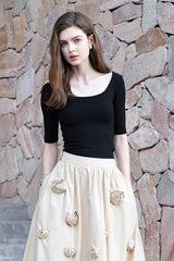 Off-Shoulder Slim Knit Top