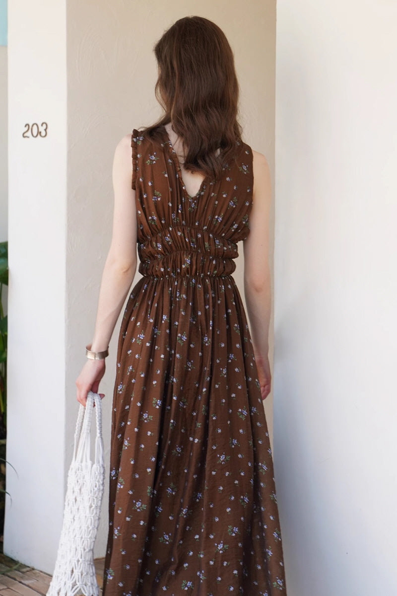 Cinched Waist V-Neck Tea Dress