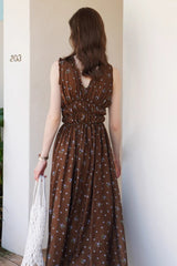 Cinched Waist V-Neck Tea Dress