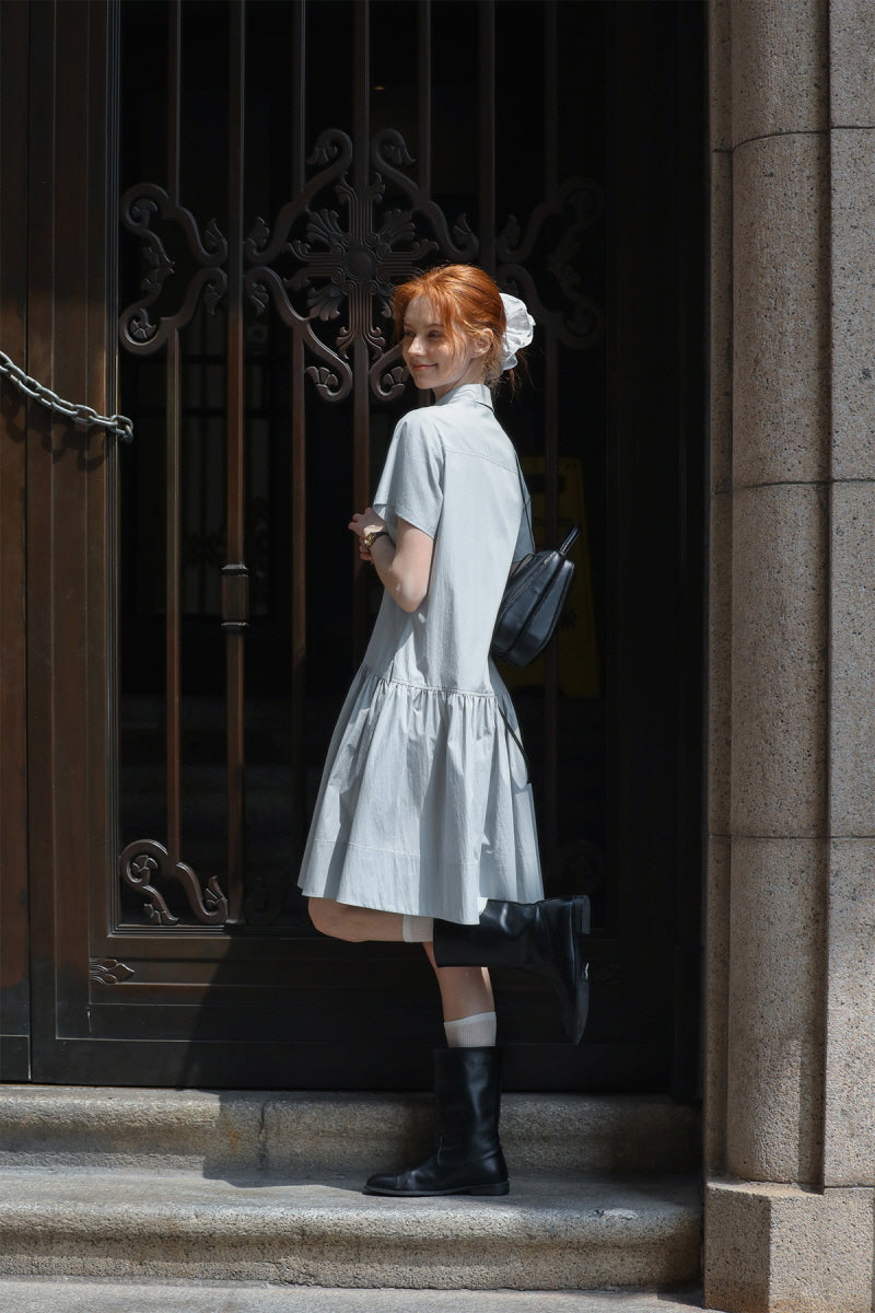 Deconstructed Short-Sleeved Shirt Dress