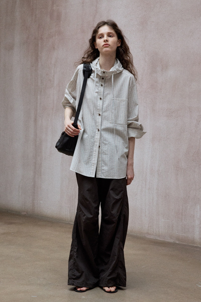 Bubble Striped Hooded Shirt