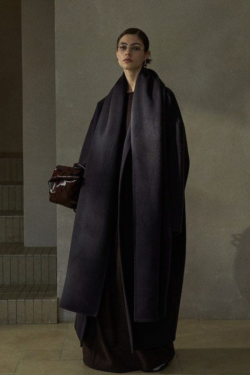 Oversized Tweed Wool Scarf