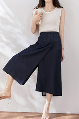 Draped Loose Wide-Leg Pants
