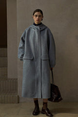 Hooded Elastic Cuff Long Coat