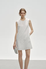 Asymmetric Jacquard Sleeveless Dress