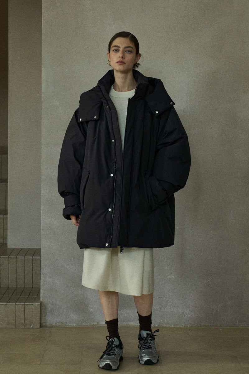 Oversized Hooded Stand Collar Parka Jacket