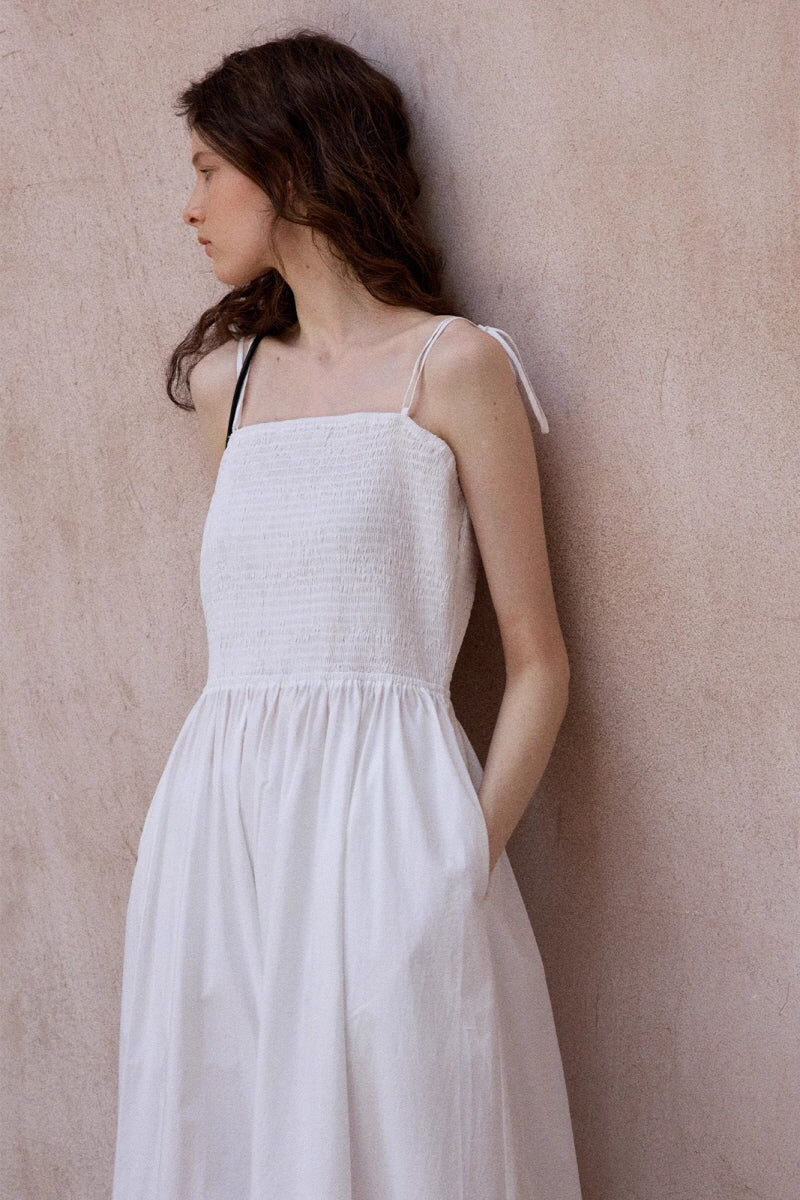 Shirred Strap Maxi Dress