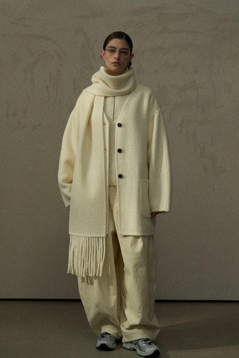 Reversible Tassel-Scarf Duffle Jacket