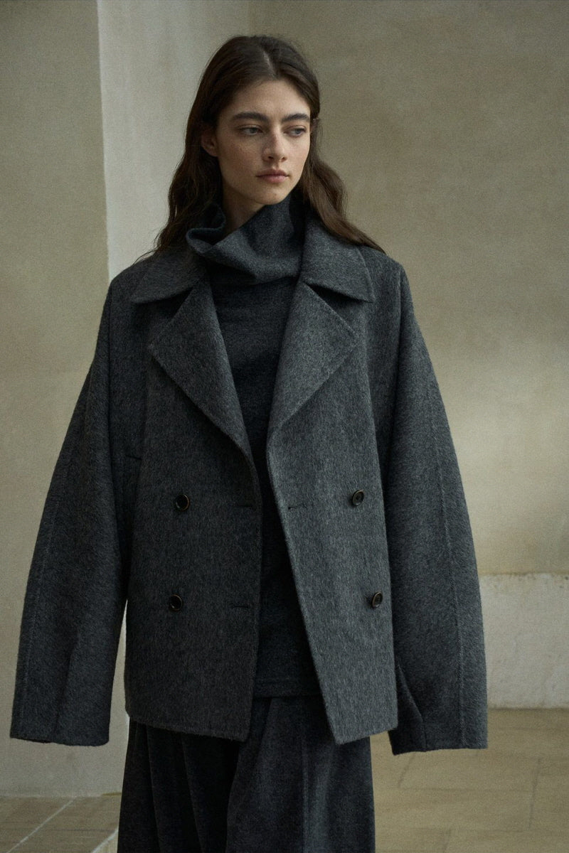 Large Lapel Double-Breasted Reversible Jacket