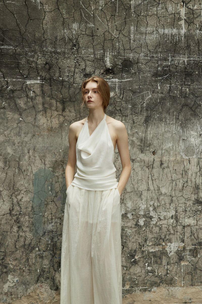 Draped Halterneck Swing Collar Camisole