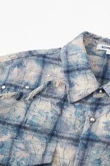 Tie-Dye Tassel Check Long-Sleeved Shirt