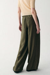 Hand-Braided Rope Waist Wide-Leg Pants