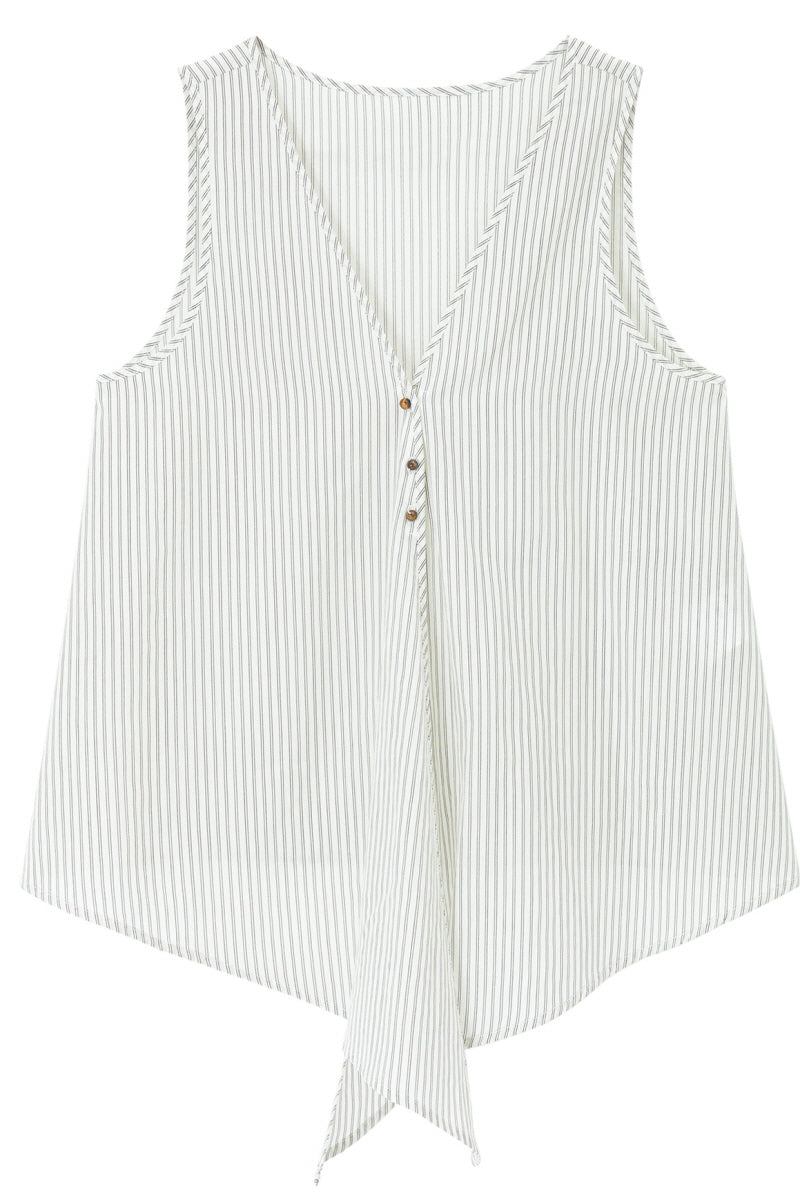 Lace-Up V-Neck Irregular Sleeveless Top