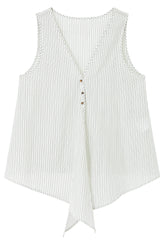 Lace-Up V-Neck Irregular Sleeveless Top