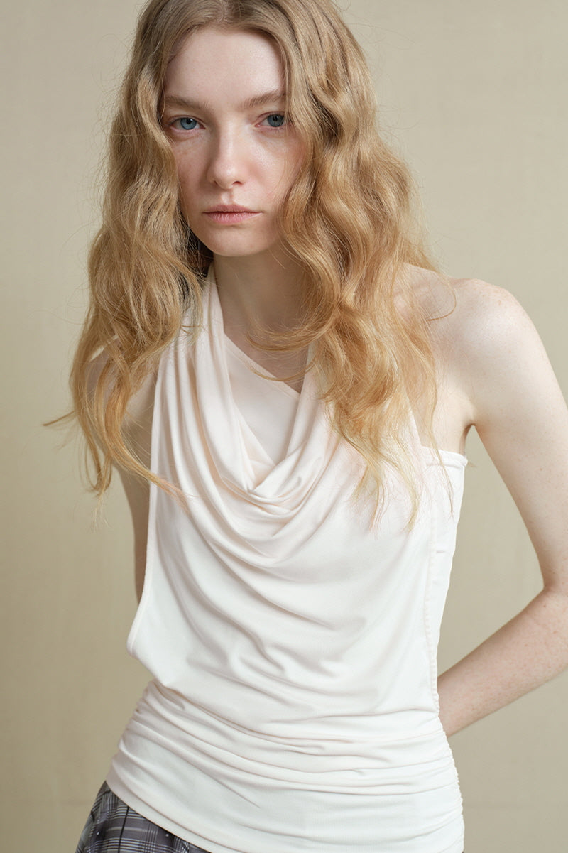 Slanted Shoulder Swing-Neck Vest Top