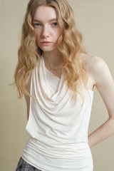 Slanted Shoulder Swing-Neck Vest Top