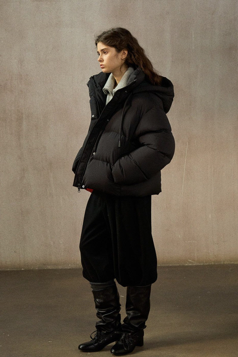 Cocoon Hooded Short Down Jacket