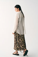 Lace-Up Dropped-Shoulder Long Sleeve Shirt