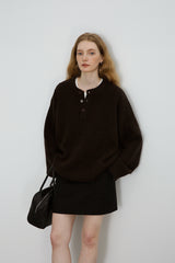 Henry Collar Cable Pullover Sweater