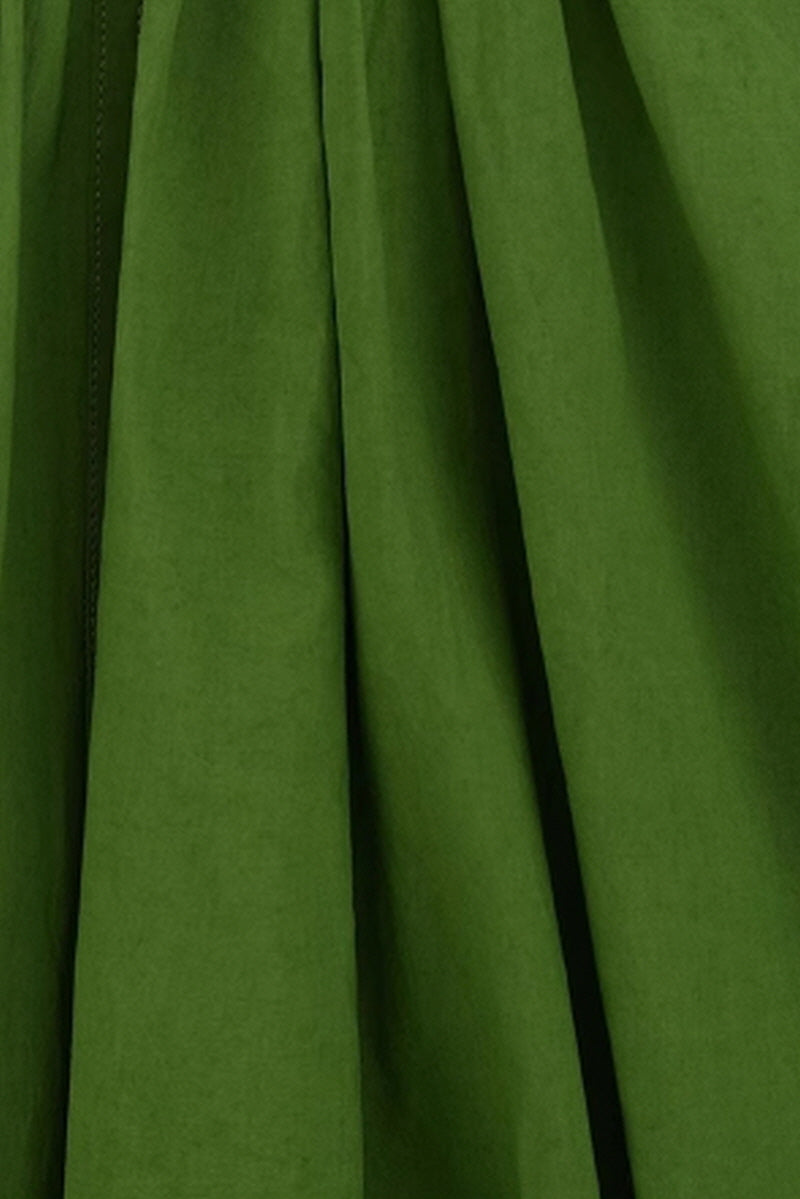 Elastic Shirred High-Cut Neck Maxi Dress