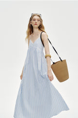 Striped Backless Slip Dress