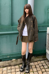 Belted Buckle Jacket Coat