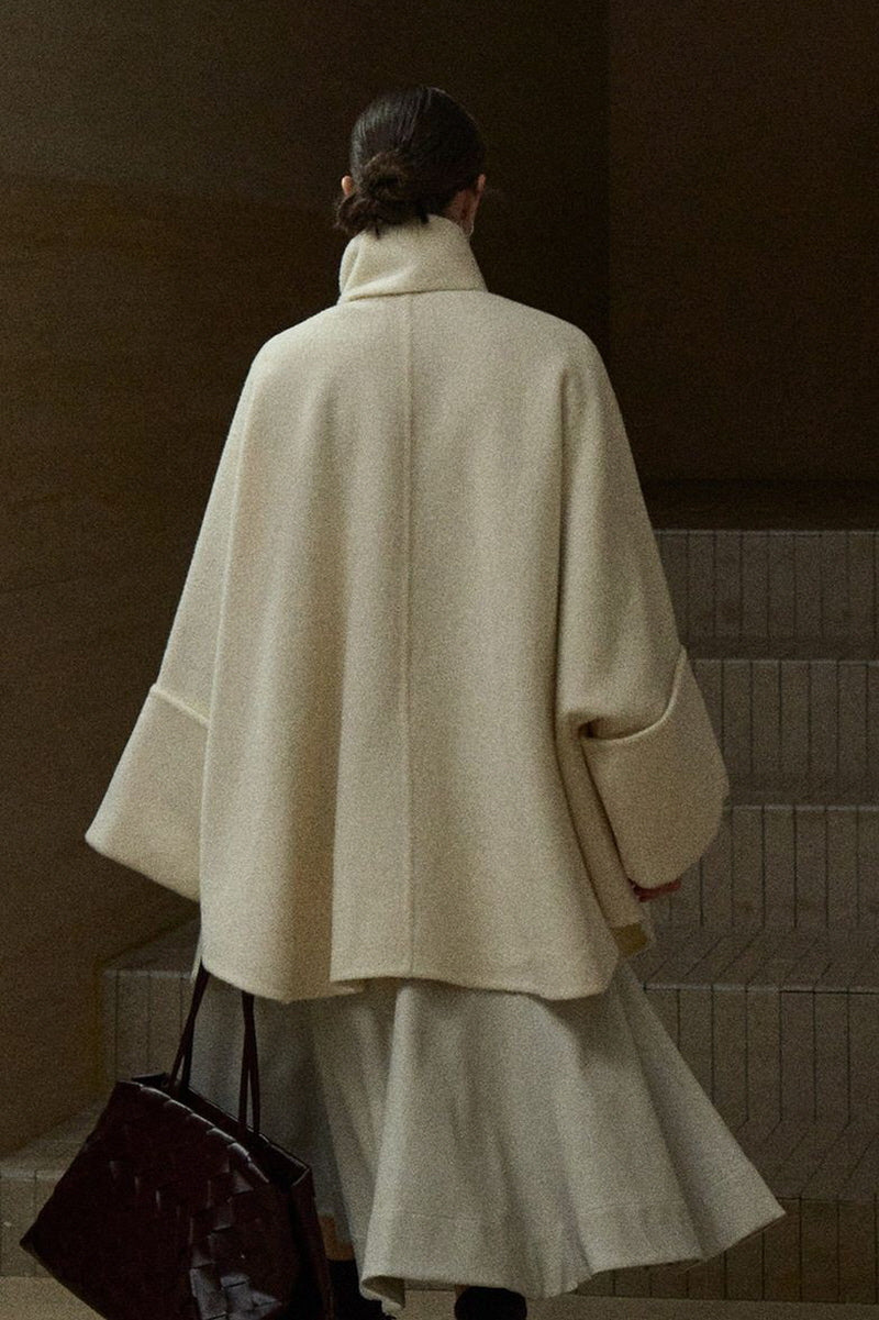 Rabbit-Ear Collar Bat-Sleeve Coat