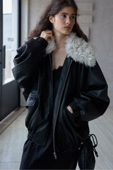 Detachable Fur Collar Bomber Jacket