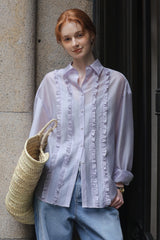 Ruffle Trim Loose Fit Shirt