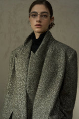 Textured Herringbone Lapel Coat