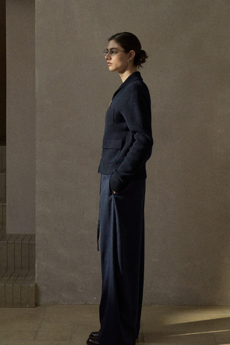 Four-Pocket Ribbed Cardigan