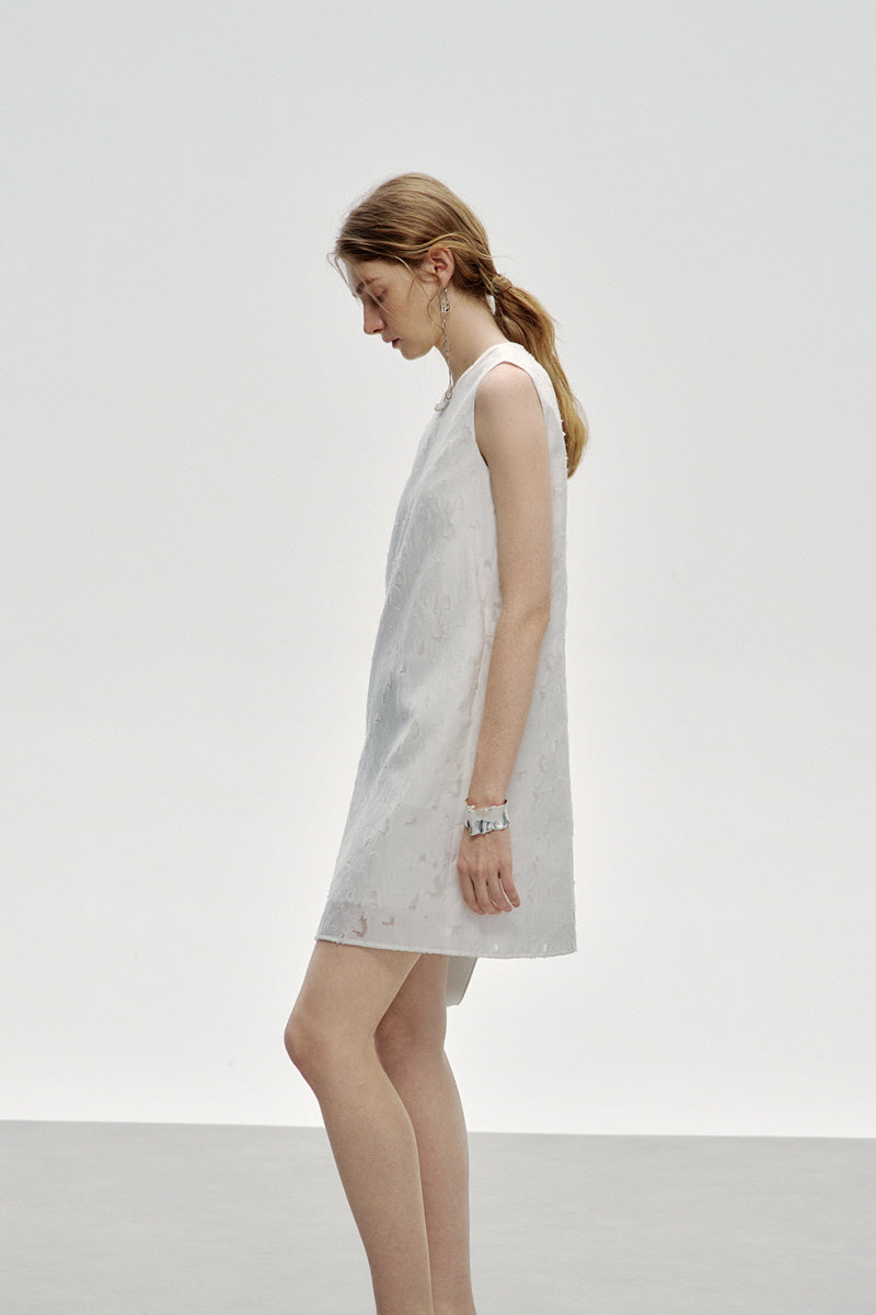 Asymmetric Jacquard Sleeveless Dress
