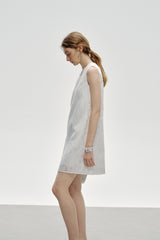 Asymmetric Jacquard Sleeveless Dress