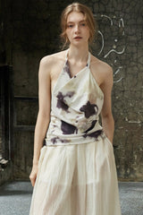 Draped Halterneck Swing Collar Camisole