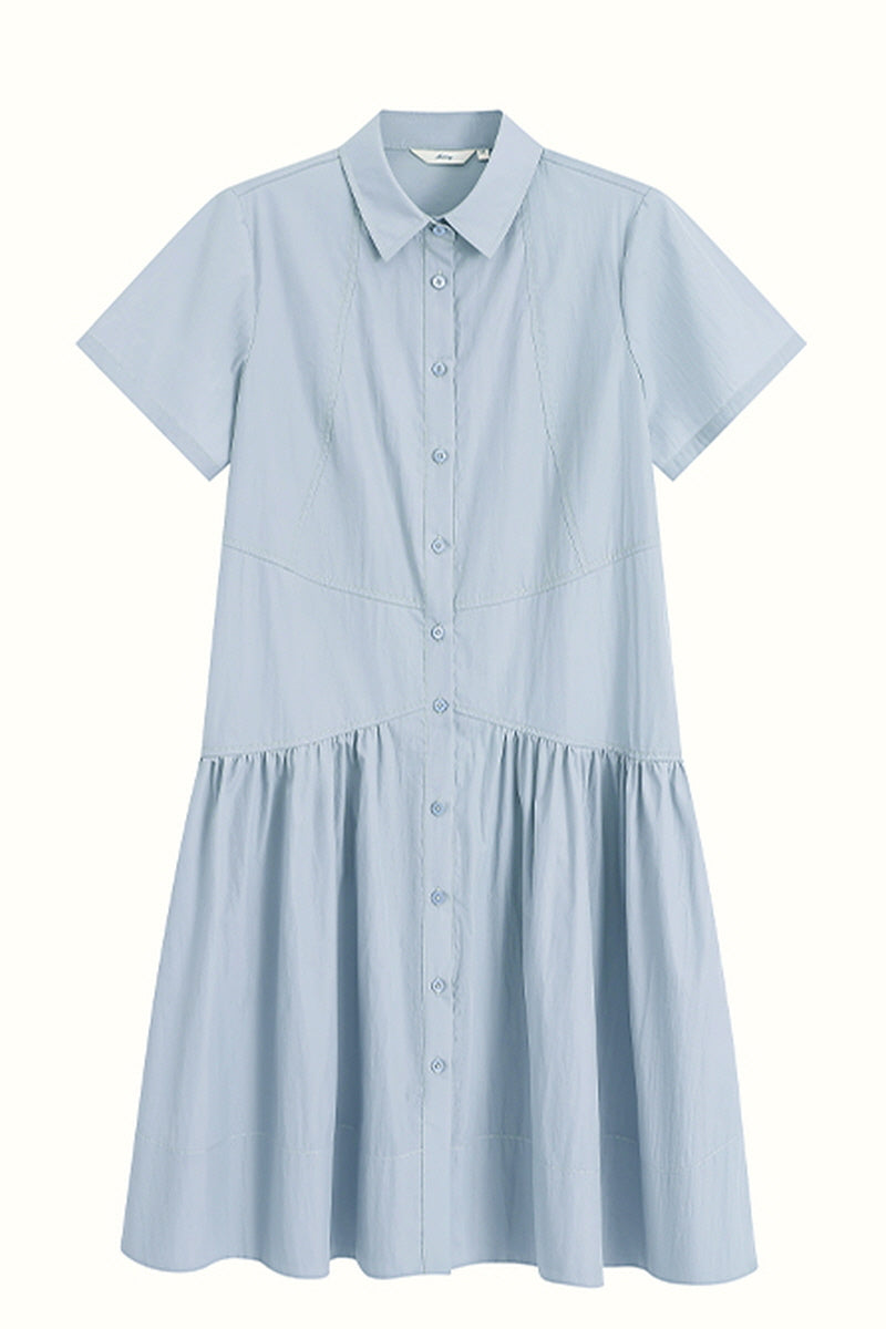 Deconstructed Short-Sleeved Shirt Dress