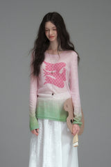 Gradient Print Long Sleeve T-Shirt
