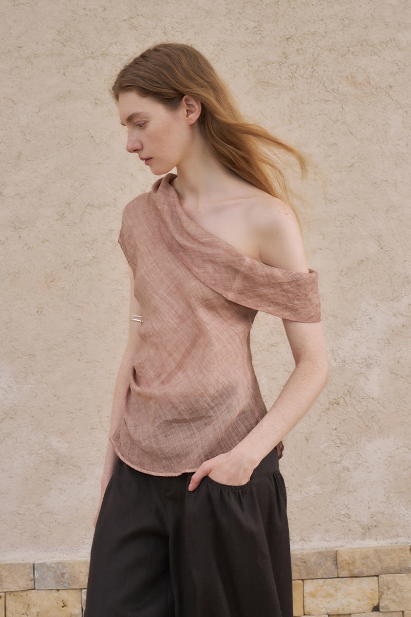 Asymmetrical Pinched-Pleat Lapel Vest