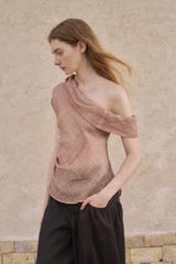 Asymmetrical Pinched-Pleat Lapel Vest