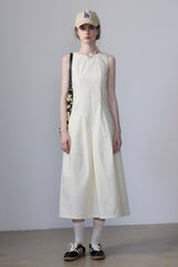French Solid Color Pocket Dress
