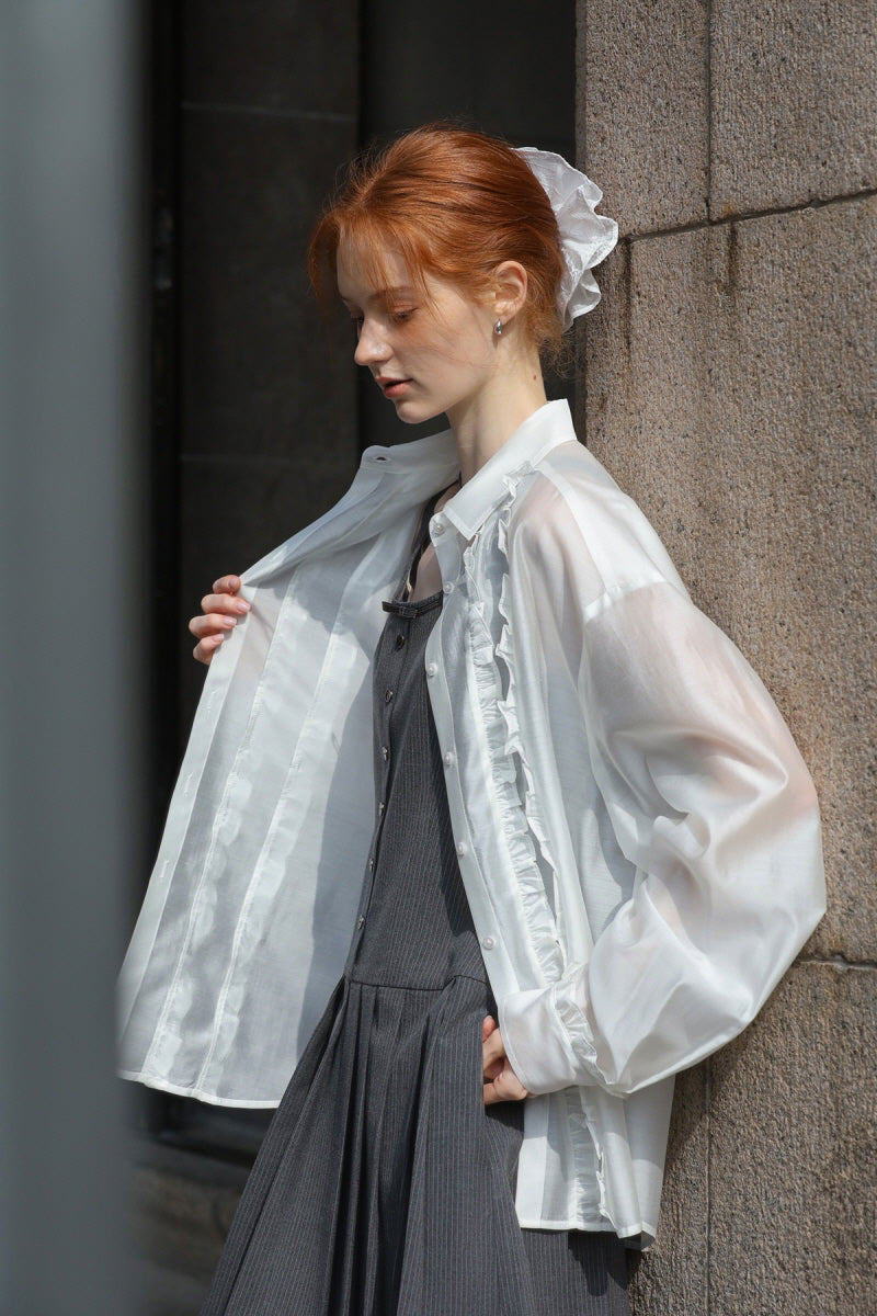 Ruffle Trim Loose Fit Shirt