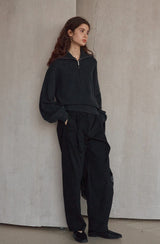 Pleated Curved Slacks