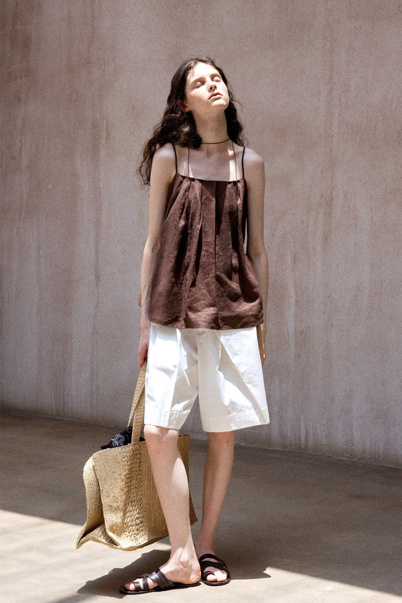 Pleated Suspender Backless Top