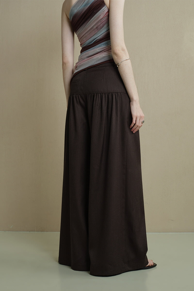 Pleated Wide-Leg Slacks