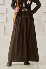 Pleated High-Waist Midi Skirt