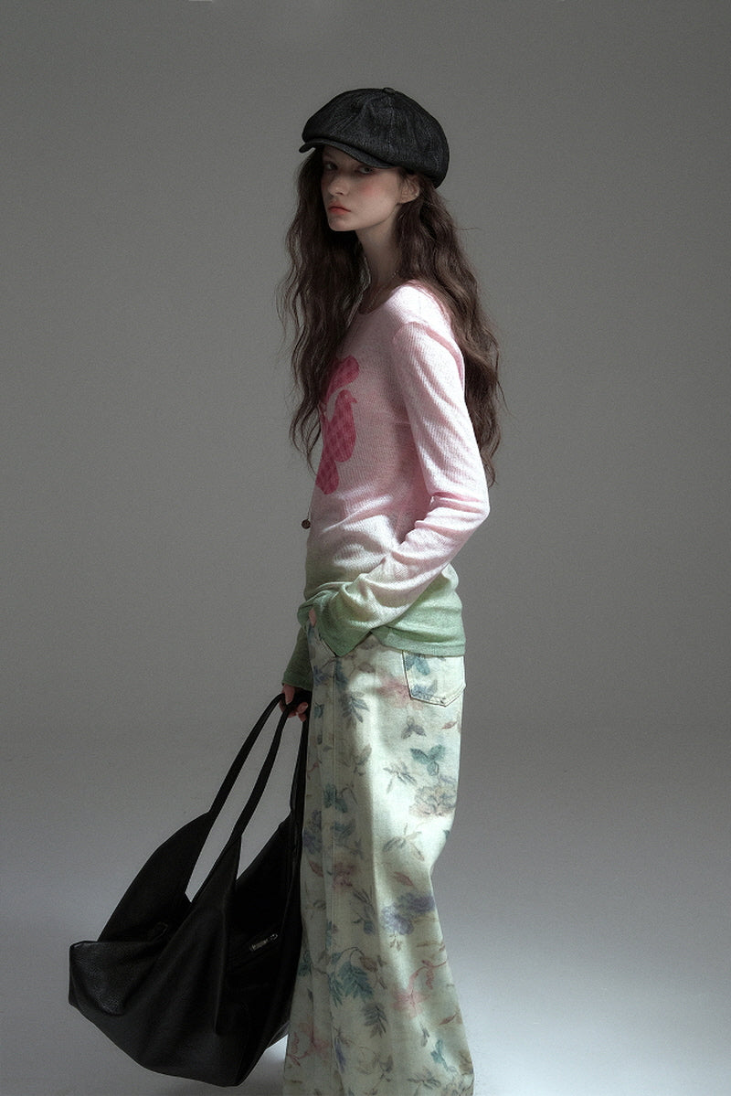 Gradient Print Long Sleeve T-Shirt