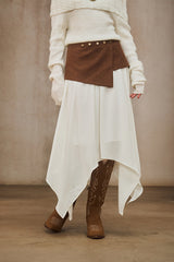 Irregular Waist-Seal Midi Skirt