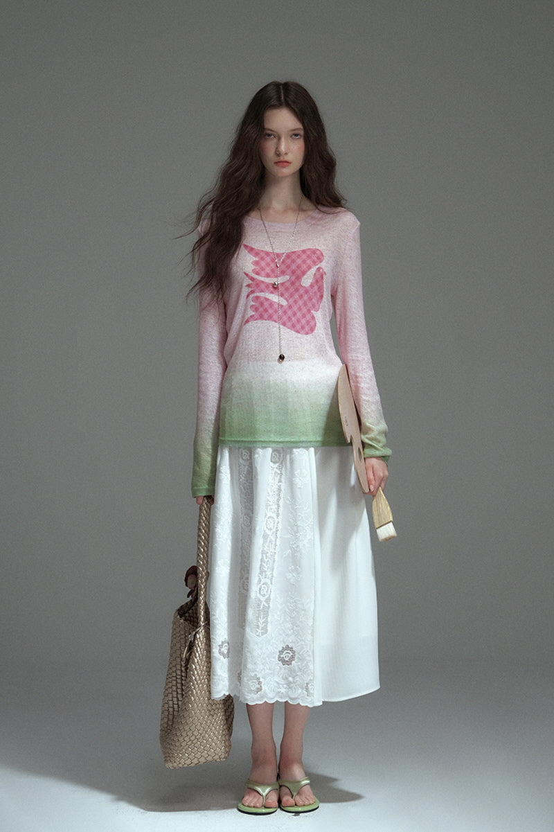 Gradient Print Long Sleeve T-Shirt